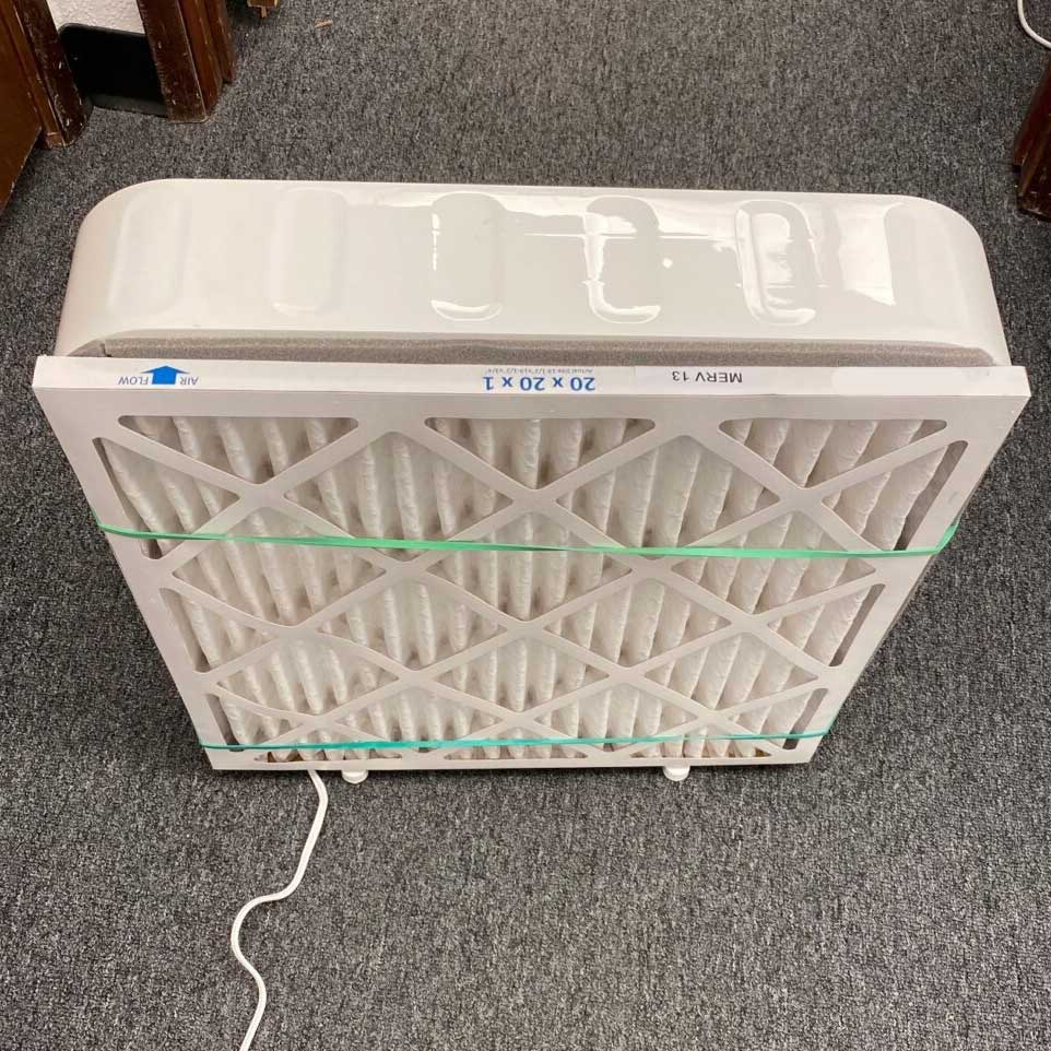 filter on fan to clean smoky air